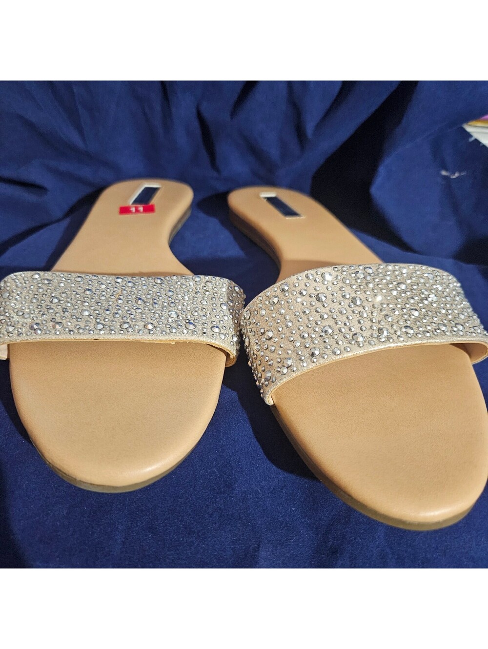 Inc International Concepts Women's Size 11 Beige Slide Sandals with Rhinestone